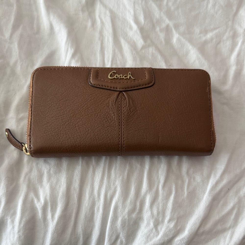 Coach Tan Leather Zip Wallet